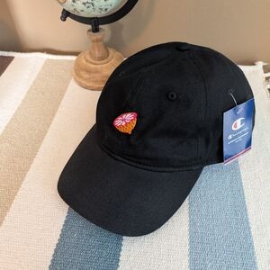 Champion Black Cap with Embroidered Detail